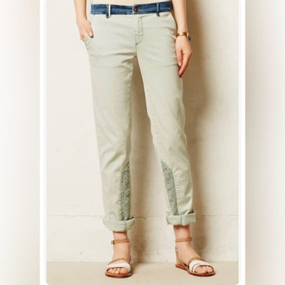 ANTHROPOLOGIE HYPHEN LACE MINT GREEN CHINOS by PILCRO 26 - Picture 2 of 16
